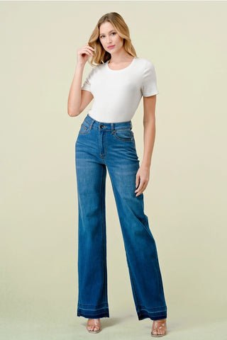 High Waisted Stretchy Wide Leg Jeans